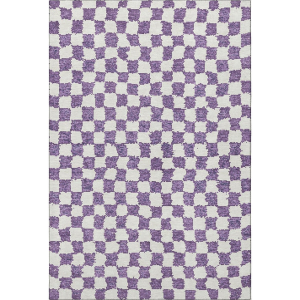 HomeRoots 5' X 8' Purple & Ivory Geometric Area Rug - Machine Washable, UV Protected, Stain Resistant Design 709410
