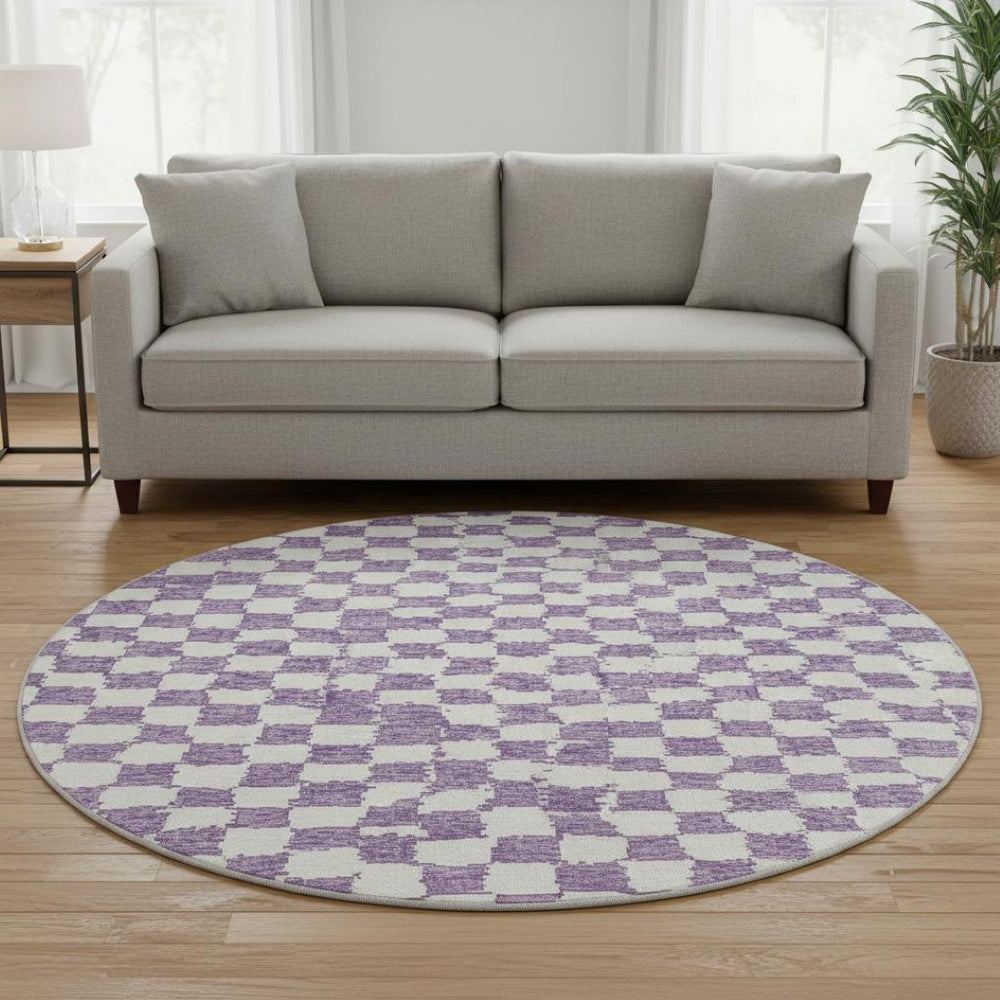HomeRoots 8' X 10' Purple and Ivory Geometric Area Rug - Washable, Stain-Resistant, UV Protected for Durability 709412