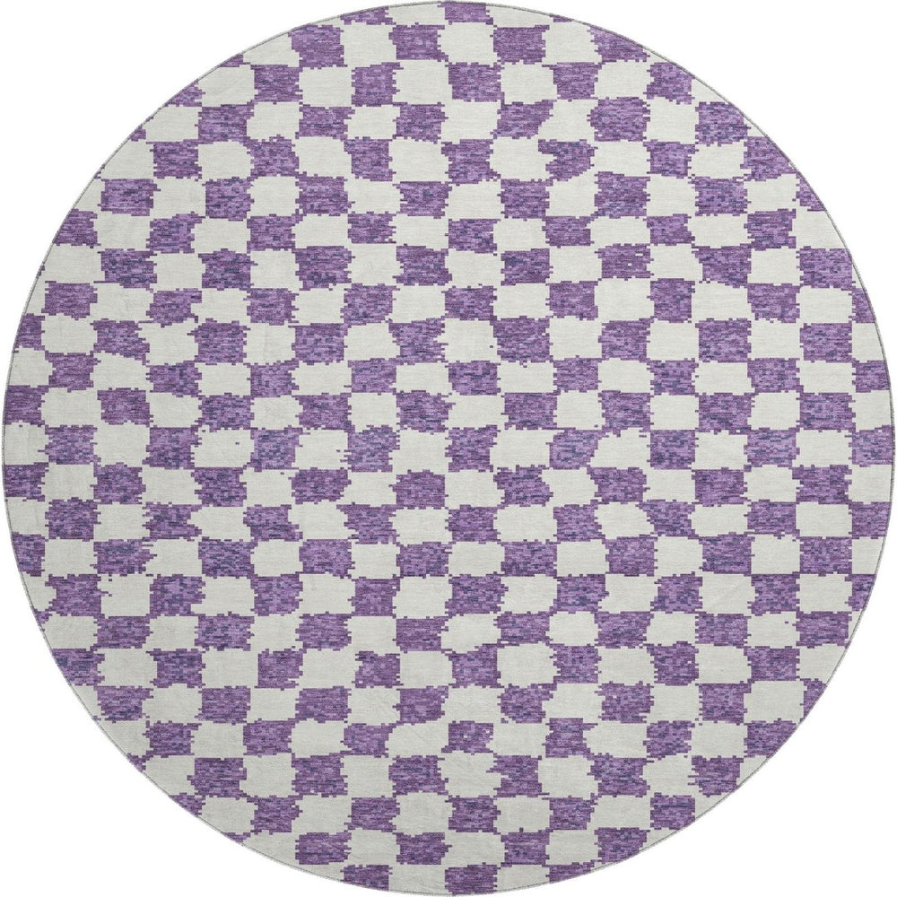 HomeRoots 8' X 10' Purple and Ivory Geometric Area Rug - Washable, Stain-Resistant, UV Protected for Durability 709412