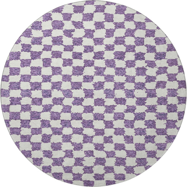 HomeRoots 8' X 10' Purple and Ivory Geometric Area Rug - Washable, Stain-Resistant, UV Protected for Durability 709412