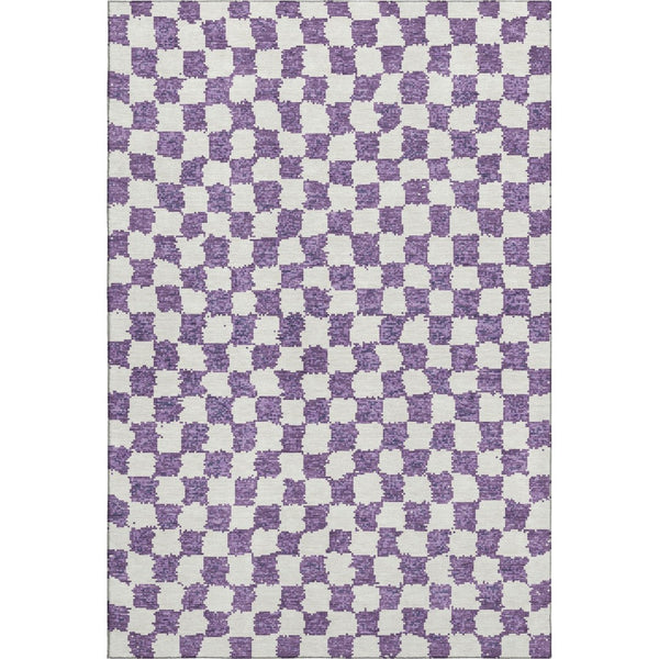 HomeRoots 9' X 12' Purple & Ivory Geometric Washable Area Rug with UV Protection for Home, Patio & Playroom 709413