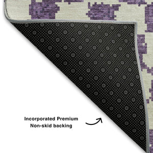 HomeRoots 9' X 12' Purple & Ivory Geometric Washable Area Rug with UV Protection for Home, Patio & Playroom 709413