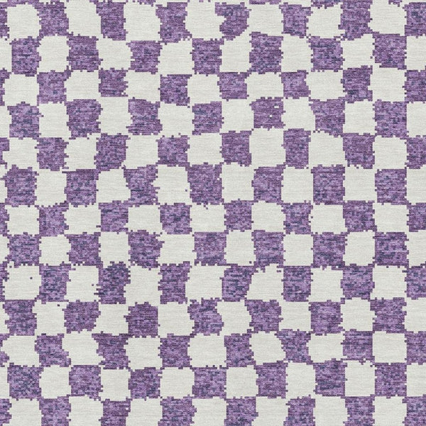 HomeRoots 9' X 12' Purple & Ivory Geometric Washable Area Rug with UV Protection for Home, Patio & Playroom 709413