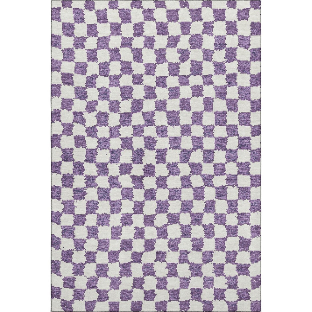 HomeRoots 10' X 14' Purple & Ivory Geometric Area Rug – Washable, UV-Protected, Durable for High-Traffic Spaces 709414