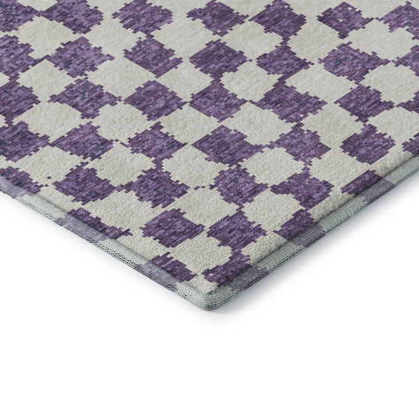HomeRoots 10' X 14' Purple & Ivory Geometric Area Rug – Washable, UV-Protected, Durable for High-Traffic Spaces 709414