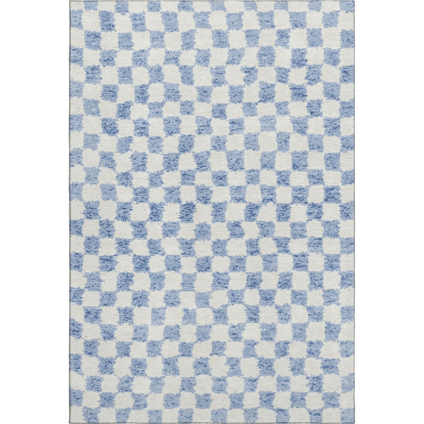 HomeRoots 5' X 8' Sky Blue Geometric Washable Area Rug - UV Protected, Pet-Friendly & Easy-Care Design! 709416