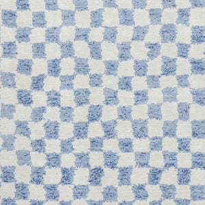 HomeRoots 8' Sky Blue and Ivory Geometric Round Rug - Washable, UV-Protected, Stain-Resistant for Modern Homes 709417