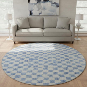 HomeRoots 8' X 10' Sky Blue Geometric Area Rug - Washable, UV Protected, Non-Slip, Perfect for Families! 709418