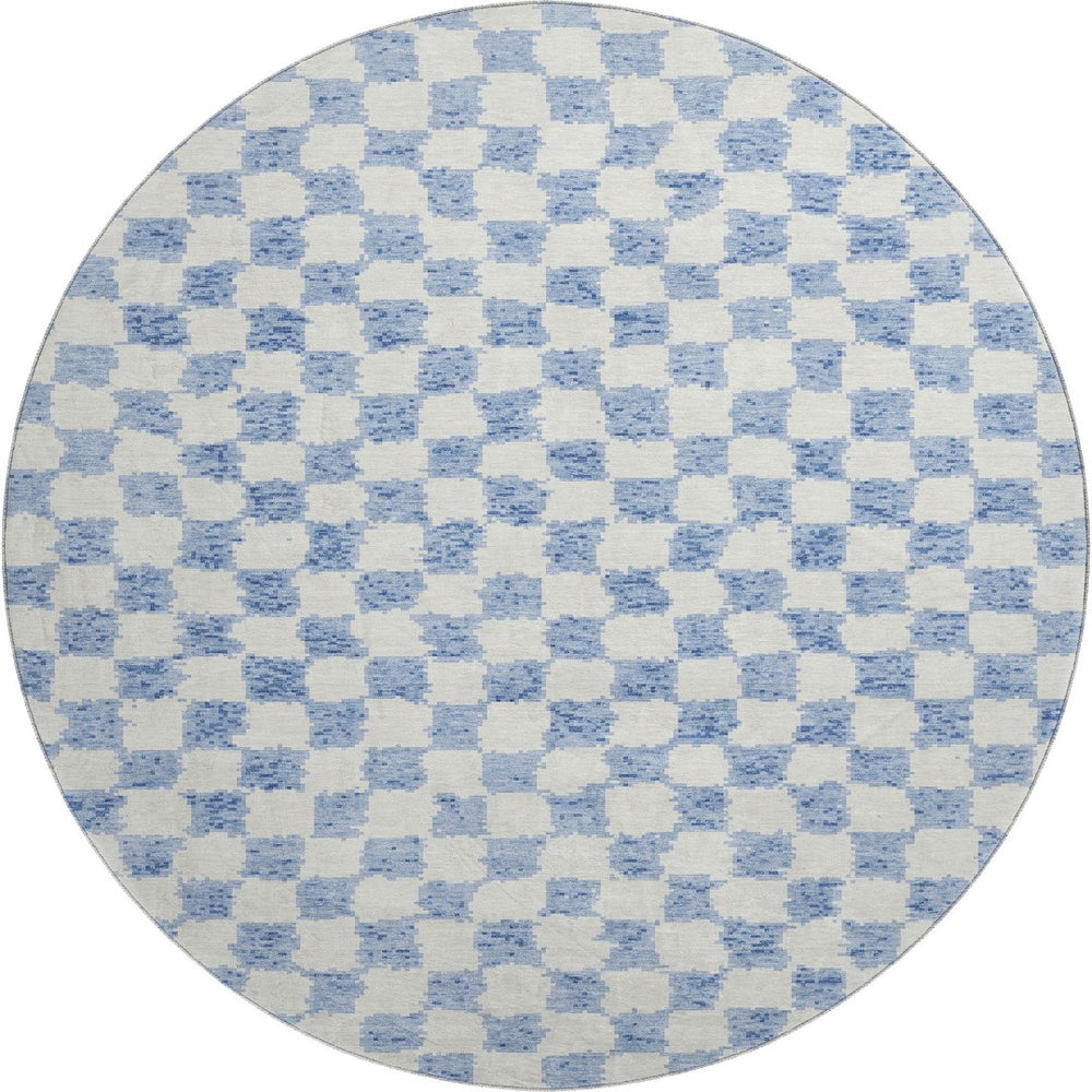 HomeRoots 8' X 10' Sky Blue Geometric Area Rug - Washable, UV Protected, Non-Slip, Perfect for Families! 709418