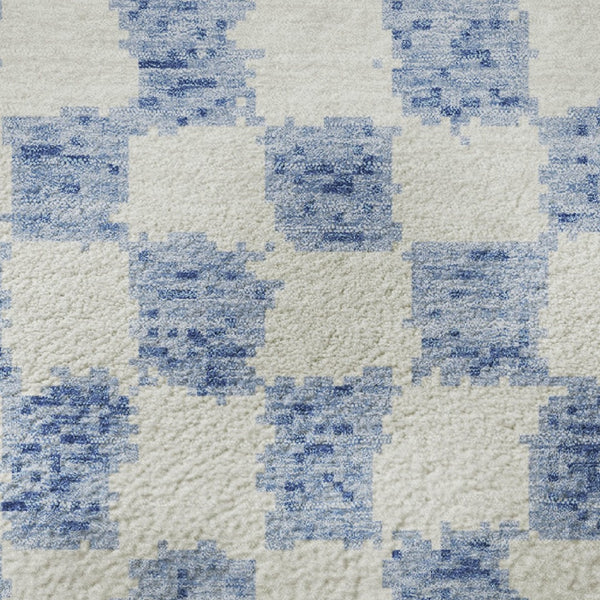 HomeRoots 8' X 10' Sky Blue Geometric Area Rug - Washable, UV Protected, Non-Slip, Perfect for Families! 709418
