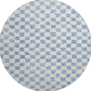 HomeRoots 8' X 10' Sky Blue Geometric Area Rug - Washable, UV Protected, Non-Slip, Perfect for Families! 709418