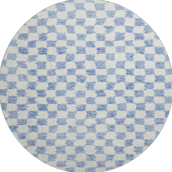 HomeRoots 8' X 10' Sky Blue Geometric Area Rug - Washable, UV Protected, Non-Slip, Perfect for Families! 709418