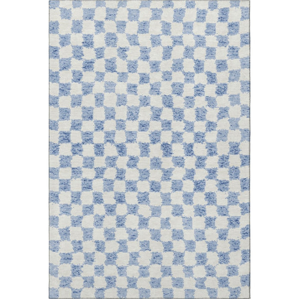 HomeRoots 9' X 12' Sky Blue & Ivory Geometric Area Rug - Washable, UV Protected, Perfect for Family Spaces! 709419