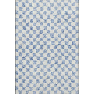 HomeRoots 10' X 14' Sky Blue & Ivory Geometric Washable Rug - Durable, UV Protected, Perfect for Busy Homes! 709420