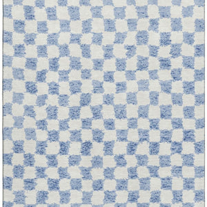 HomeRoots 10' X 14' Sky Blue & Ivory Geometric Washable Rug - Durable, UV Protected, Perfect for Busy Homes! 709420
