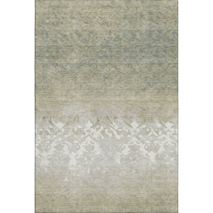 HomeRoots 5' X 8' Washable Damask Area Rug in Beige, Ivory & Taupe - UV Protected, Stain Resistant & Durable 709422