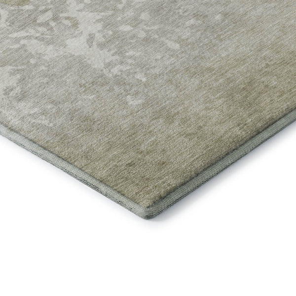 HomeRoots 5' X 8' Washable Damask Area Rug in Beige, Ivory & Taupe - UV Protected, Stain Resistant & Durable 709422
