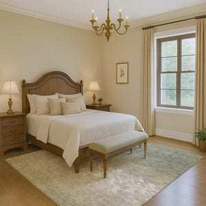 HomeRoots 5' X 8' Washable Damask Area Rug in Beige, Ivory & Taupe - UV Protected, Stain Resistant & Durable 709422