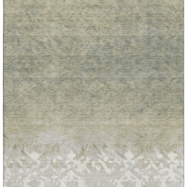 HomeRoots 5' X 8' Washable Damask Area Rug in Beige, Ivory & Taupe - UV Protected, Stain Resistant & Durable 709422
