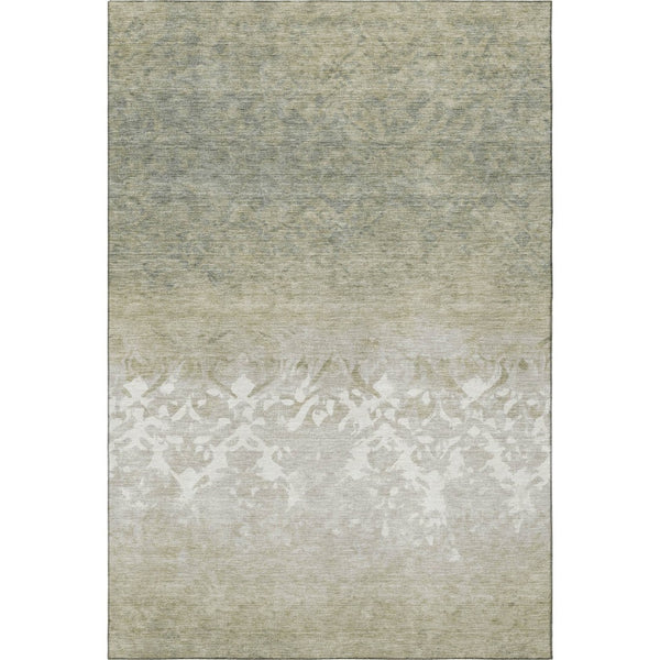 HomeRoots 5' X 8' Washable Damask Area Rug in Beige, Ivory & Taupe - UV Protected, Stain Resistant & Durable 709422