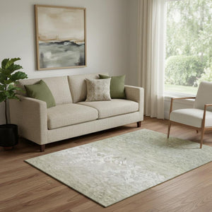 HomeRoots 8' Elegant Washable Round Damask Rug in Beige, Ivory & Taupe - UV & Stain Resistant, Non-Slip! 709423