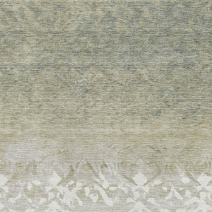 HomeRoots 8' Elegant Washable Round Damask Rug in Beige, Ivory & Taupe - UV & Stain Resistant, Non-Slip! 709423