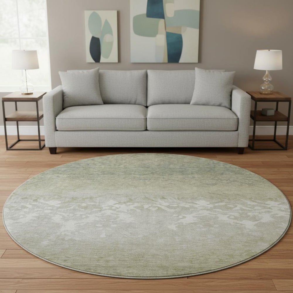 HomeRoots 8' X 10' Washable Damask Area Rug in Beige, Ivory, and Taupe - UV Protection & Pet-Friendly Design 709424