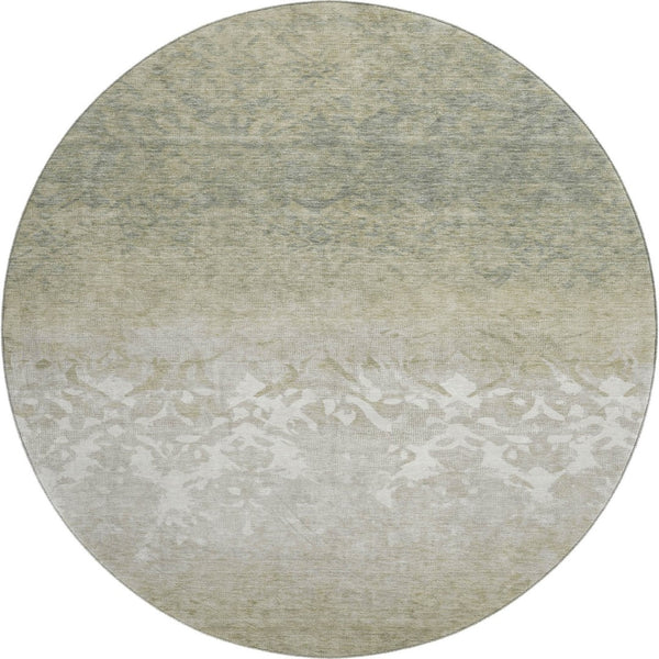 HomeRoots 8' X 10' Washable Damask Area Rug in Beige, Ivory, and Taupe - UV Protection & Pet-Friendly Design 709424