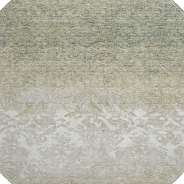 HomeRoots 8' X 10' Washable Damask Area Rug in Beige, Ivory, and Taupe - UV Protection & Pet-Friendly Design 709424