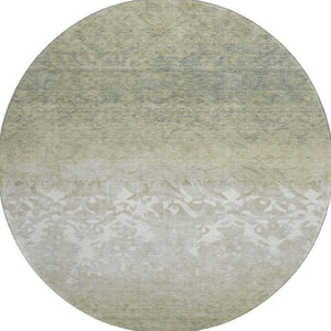 HomeRoots 8' X 10' Washable Damask Area Rug in Beige, Ivory, and Taupe - UV Protection & Pet-Friendly Design 709424