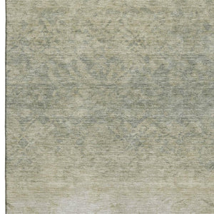 HomeRoots 10' Washable Damask Area Rug in Beige, Ivory, and Taupe with UV Protection - Family-Friendly Design! 709426