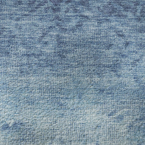 HomeRoots 8' X 10' Washable Denim Blue & Ivory Damask Area Rug – UV Protected, Stain Resistant, Pet Friendly! 709430