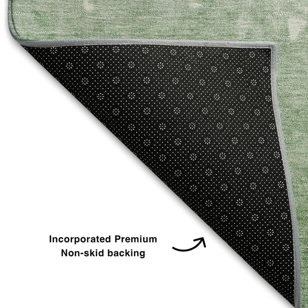 HomeRoots 5' X 8' Green And Ivory Damask Area Rug - Stylish, Washable, Stain-Resistant with UV Protection! 709434