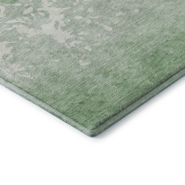 HomeRoots 5' X 8' Green And Ivory Damask Area Rug - Stylish, Washable, Stain-Resistant with UV Protection! 709434