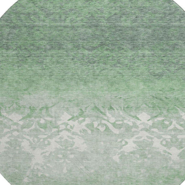 HomeRoots 8' X 10' Durable Washable Green and Ivory Damask Area Rug with UV Protection for High-Traffic Homes 709436