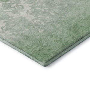 HomeRoots 10' Green and Ivory Damask Area Rug - Washable, UV Protected, Stain-Resistant for Elegant Spaces 709438