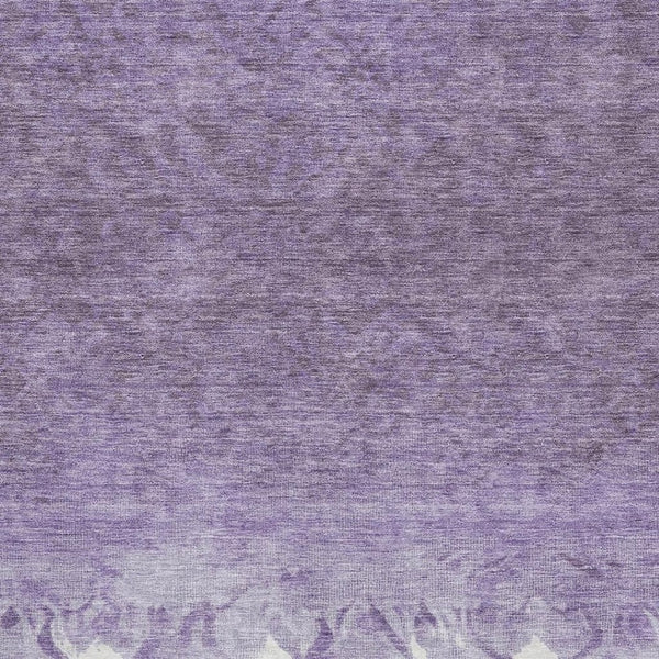 HomeRoots 5' Purple & Ivory Damask Area Rug - Machine Washable, UV Protected, Stain Resistant for Busy Homes 709440