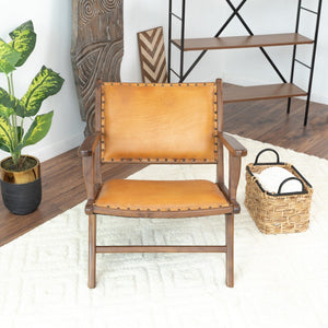 English Elm Daniel Genuine Leather Accent Chair Tapered Walnut Legs Mid-century Modern Lounge B183P231841