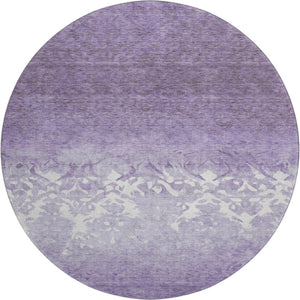 HomeRoots 8' X 10' Elegant Purple & Ivory Damask Area Rug – Washable, UV Protected, Perfect for Busy Homes! 709442