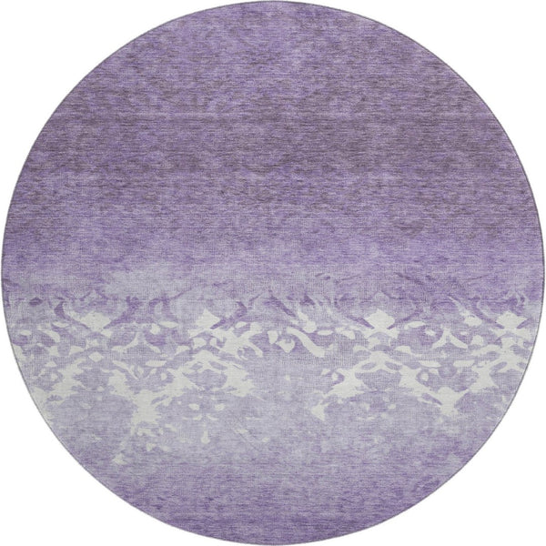 HomeRoots 8' X 10' Elegant Purple & Ivory Damask Area Rug – Washable, UV Protected, Perfect for Busy Homes! 709442
