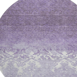 HomeRoots 8' X 10' Elegant Purple & Ivory Damask Area Rug – Washable, UV Protected, Perfect for Busy Homes! 709442