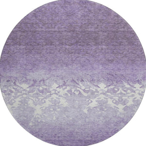 HomeRoots 8' X 10' Elegant Purple & Ivory Damask Area Rug – Washable, UV Protected, Perfect for Busy Homes! 709442