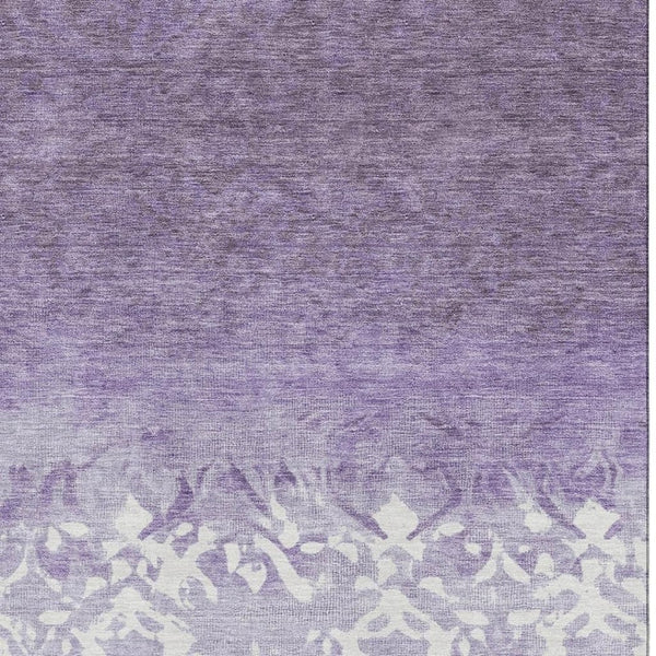HomeRoots 9' X 12' Elegant Purple and Ivory Damask Area Rug with UV Protection for Homes with Kids & Pets 709443