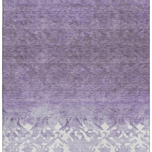 HomeRoots 9' X 12' Elegant Purple and Ivory Damask Area Rug with UV Protection for Homes with Kids & Pets 709443