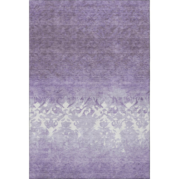 HomeRoots 10' X 14' Purple and Ivory Damask Area Rug - Washable, Stain-Resistant, UV Protected for Longevity 709444