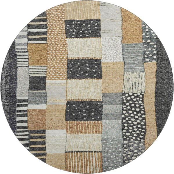 HomeRoots 8' X 10' Geometric Washable Area Rug in Black, Gold & Ivory - Durable, Stylish, and UV Protected! 709454
