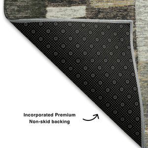 HomeRoots 8' X 10' Washable Area Rug in Brown, Ivory & Gray - Stylish, Durable, UV-Protected for High-Traffic Spaces 709460