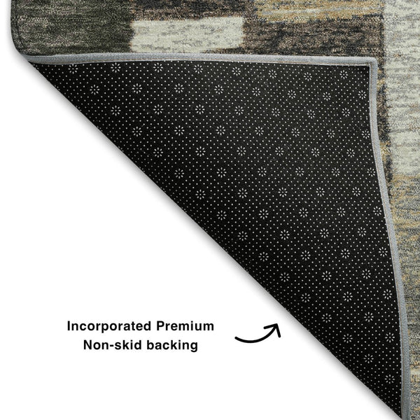 HomeRoots 8' X 10' Washable Area Rug in Brown, Ivory & Gray - Stylish, Durable, UV-Protected for High-Traffic Spaces 709460