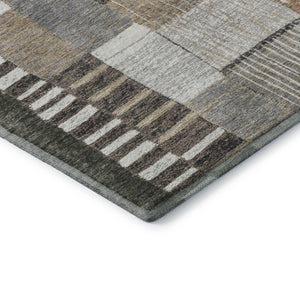 HomeRoots 8' X 10' Washable Area Rug in Brown, Ivory & Gray - Stylish, Durable, UV-Protected for High-Traffic Spaces 709460