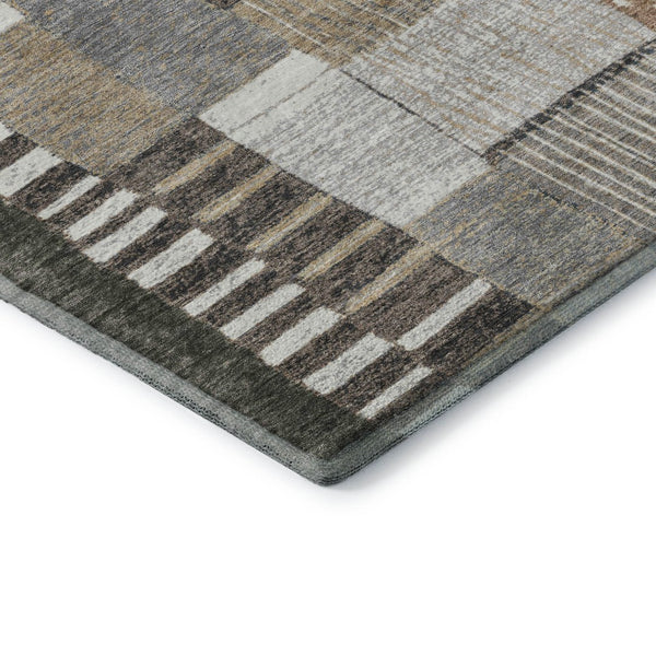 HomeRoots 8' X 10' Washable Area Rug in Brown, Ivory & Gray - Stylish, Durable, UV-Protected for High-Traffic Spaces 709460